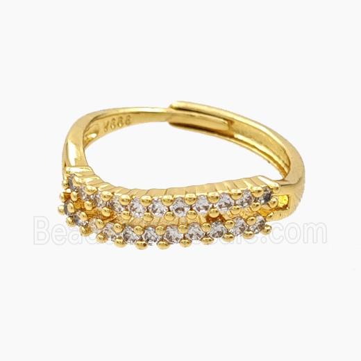 Copper Rings Pave Zirconia Adjustable Gold Plated