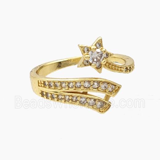 Copper Star Rings Pave Zirconia Gold Plated