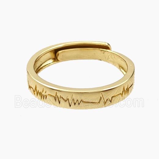 Copper Rings Electrocardiogram Gold Plated
