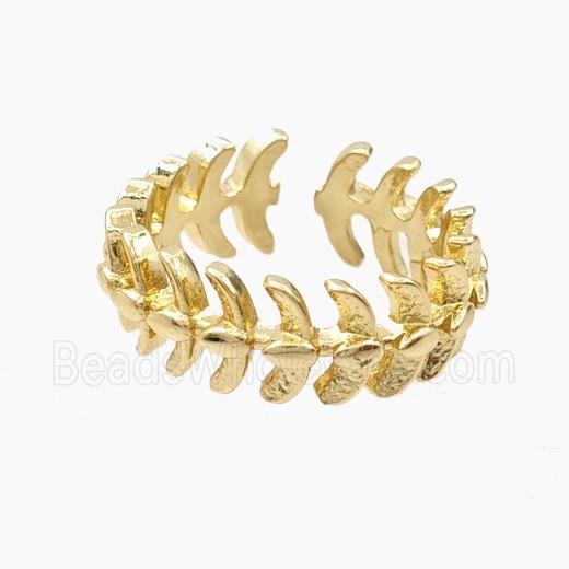 Copper Rings Fishbone Gold Plated