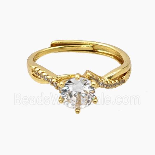Copper Rings Pave Zirconia Adjustable Gold Plated