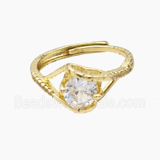 Copper Rings Pave Zirconia Adjustable Gold Plated