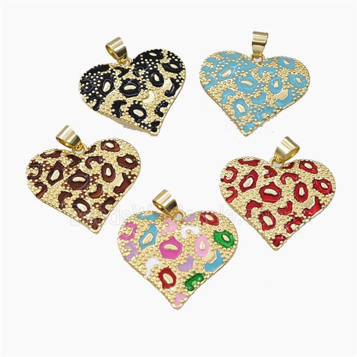 Copper Heart Pendant Enamel Bohemia Style Gold Plated Mixed