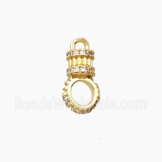 Copper Bail Pave Zirconia Gold Plated