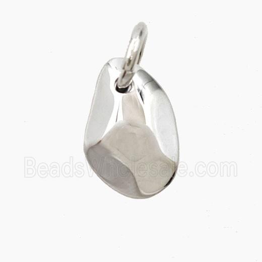 Copper Nugget Pendant Freeform Platinum Plated