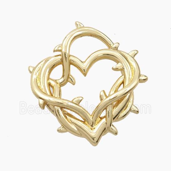 Copper Heart Pendant Thorns Gold plated