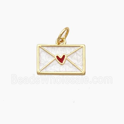 Copper Envelope Pendant Enamel Heart Gold Plated