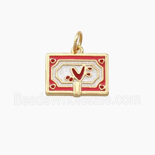 Copper Envelope Pendant Enamel Heart Gold Plated