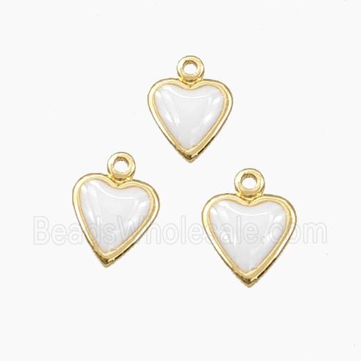 Copper Heart Pendant White Enamel Gold Plated