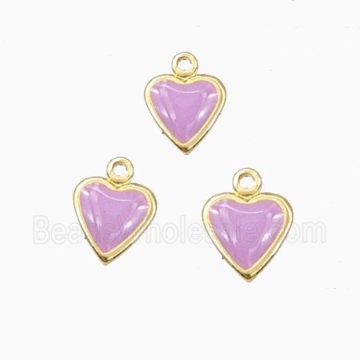 Copper Heart Pendant Lavender Enamel Gold Plated