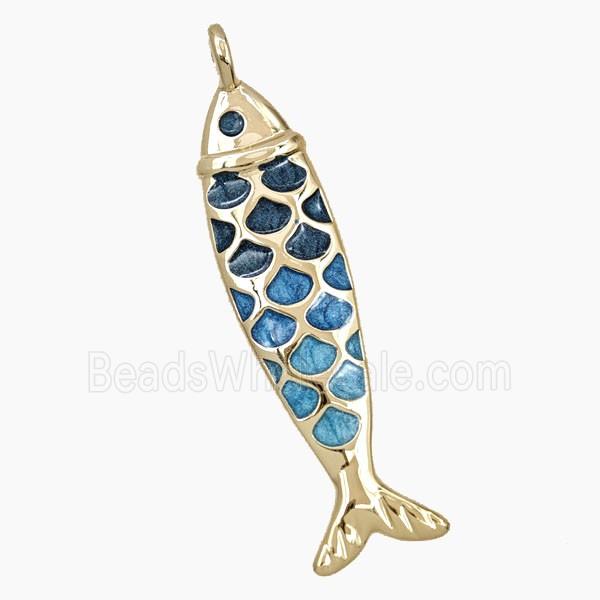Copper Fish Pendant Enamel Gold Plated