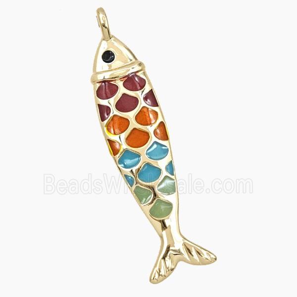 Copper Fish Pendant Enamel Gold Plated