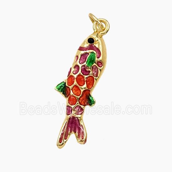 Copper Fish Pendant Enamel Gold Plated