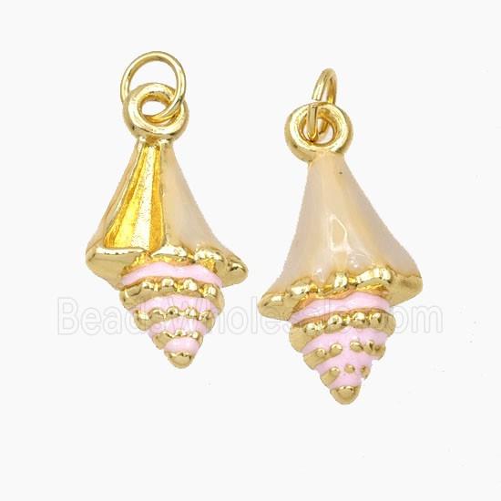 Copper Conch Shell Pendant Enamel Gold Plated