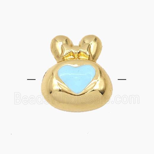 Copper Rabbit Beads Enamel Heart Gold Plated