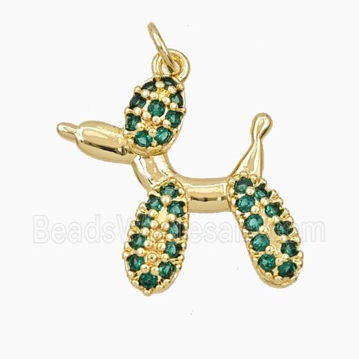 Copper Dog Pendant Pave Zirconia Gold Plated
