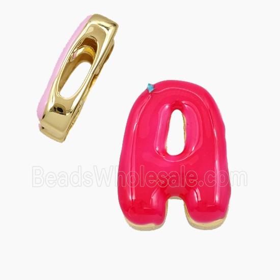 Copper Letter-A Beads Enamel Flat Hole Gold Plated