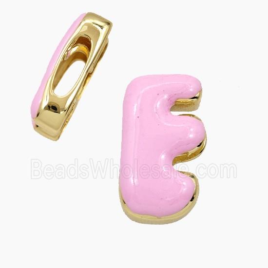 Copper Letter-E Beads Enamel Flat Hole Gold Plated