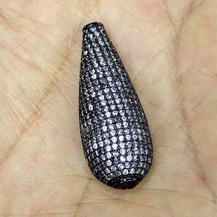 Copper Teardrop Beads Micropave Zirconia Black Plated