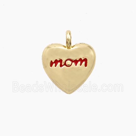 Copper Heart Pendant MOM Enamel Gold Plated