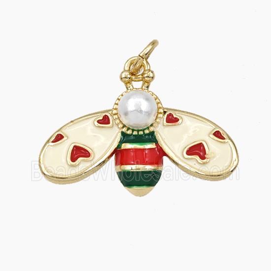 Copper Honeybee Pendant Pave Resin Enamel Gold Plated