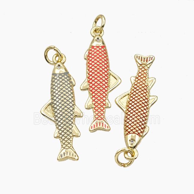 Copper Fish Pendant Painted Gold Plated Mixed