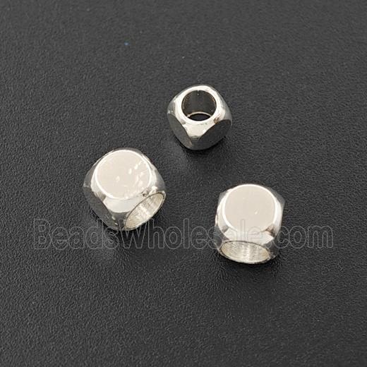 Copper Cube Beads Shiny Silver