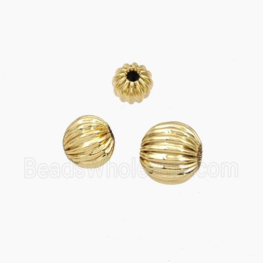 Copper Round Beads Ribbed Gold Plated