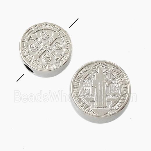 Copper Button Beads With Saint Jude Coin Platinum Plated