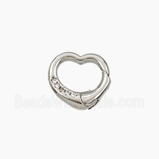 Copper Heart Carabiner Clasp Pave Zirconia Platinum Plated