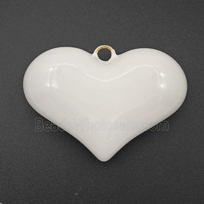 Copper Heart Pendant White Enamel Hollow Gold Plated