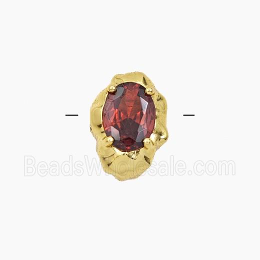 Red Cubic Zirconia Oval Beads
