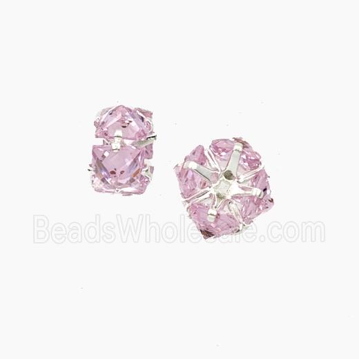 Pink Cubic Zirconia Rondelle Beads