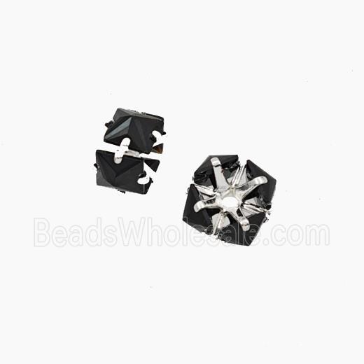 Black Cubic Zirconia Rondelle Beads