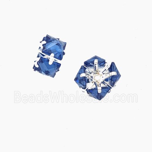 Blue Cubic Zirconia Rondelle Beads