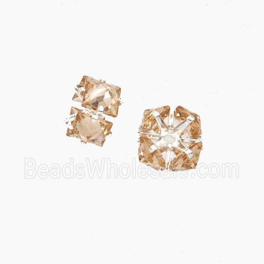 Champagne Cubic Zirconia Rondelle Beads