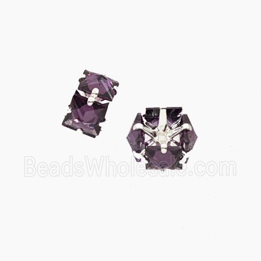 Purple Cubic Zirconia Rondelle Beads