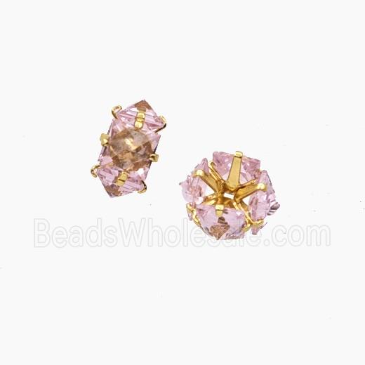 Pink Cubic Zirconia Rondelle Beads