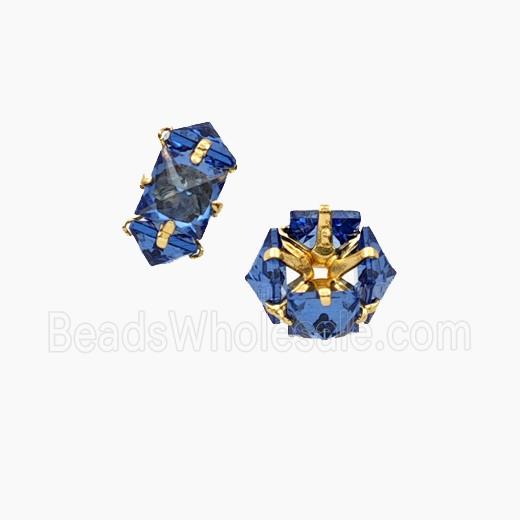 Blue Cubic Zirconia Rondelle Beads