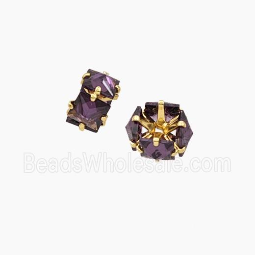 Purple Cubic Zirconia Rondelle Beads