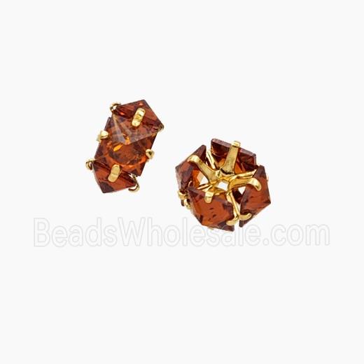 Amber Cubic Zirconia Rondelle Beads