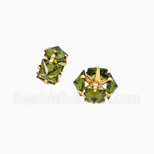 Olive Cubic Zirconia Rondelle Beads