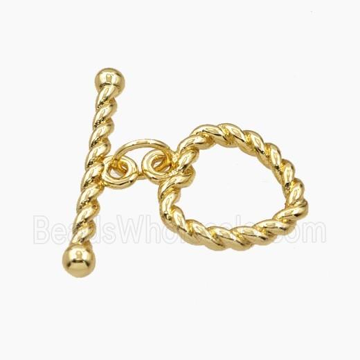 Copper Toggle Clasp Heart Gold Plated