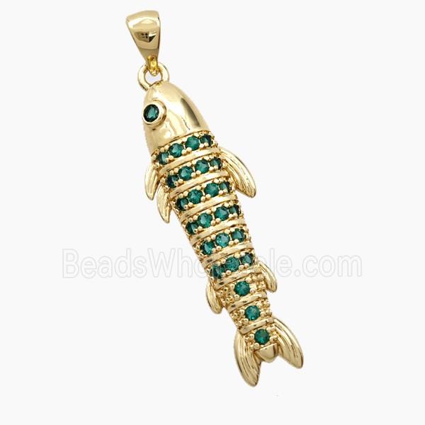 Copper Fish Pendant Pave Zirconia Gold Plated