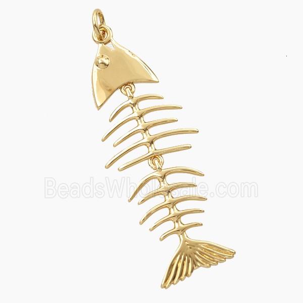 Copper Fishbone Pendant Gold Plated