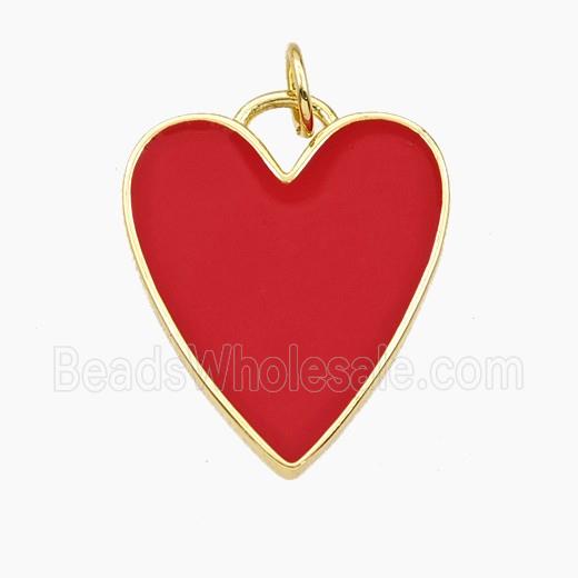 Copper Heat Pendant Red Enamel Gold Plated