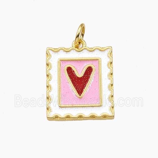 Copper Heart Pendant Enamel Frame Gold Plated