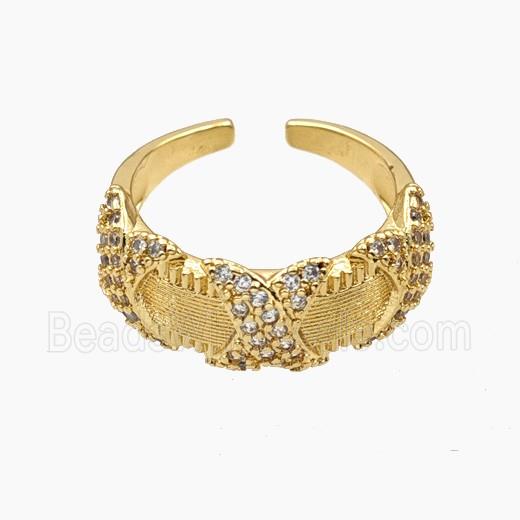 Copper Rings Micropave Zirconia Gold Plated