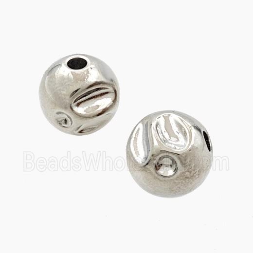 Copper Round Beads Hammered Platinum Plated