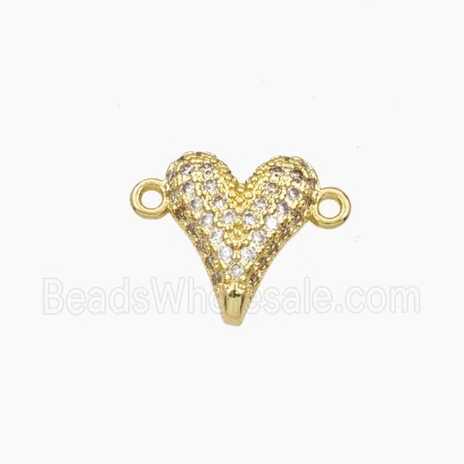 Copper Heart Connector Pave Zirconia Gold Plated